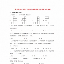 长方体和正方体-六年级上册数学单元专项复习拔高卷 （苏教版），7页PDF电子版