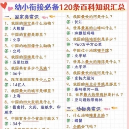 幼小衔接必备120条百科知识汇总，4页PDF电子版学习资料