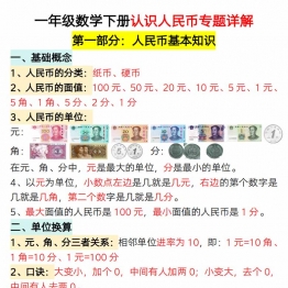 一年级数学下册认识人民币专题详解，19页PDF电子版