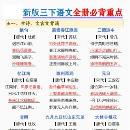 三年级下册语文全册必背重点，22页PDF可打印