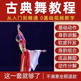 舞蹈分解课程中国古典舞视频教程零基础教学习基本功训练身韵成品